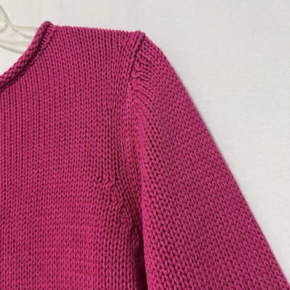 SAKS FIFTH AVENUE Chunky Knit Scoop Neck Sweater Women’s XL 100% Silk Pink - Picture 3 of 13